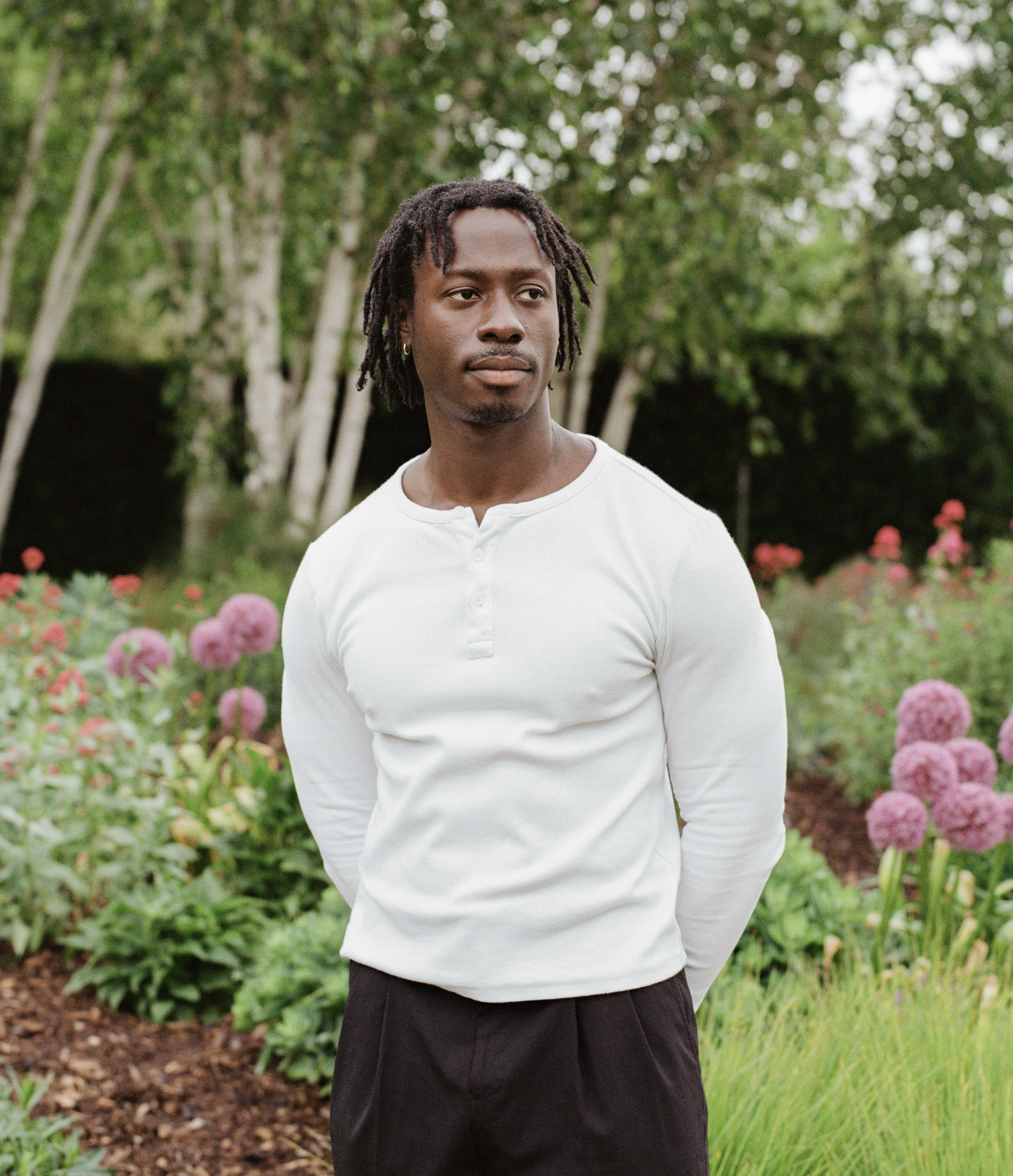 David Larbi in a field