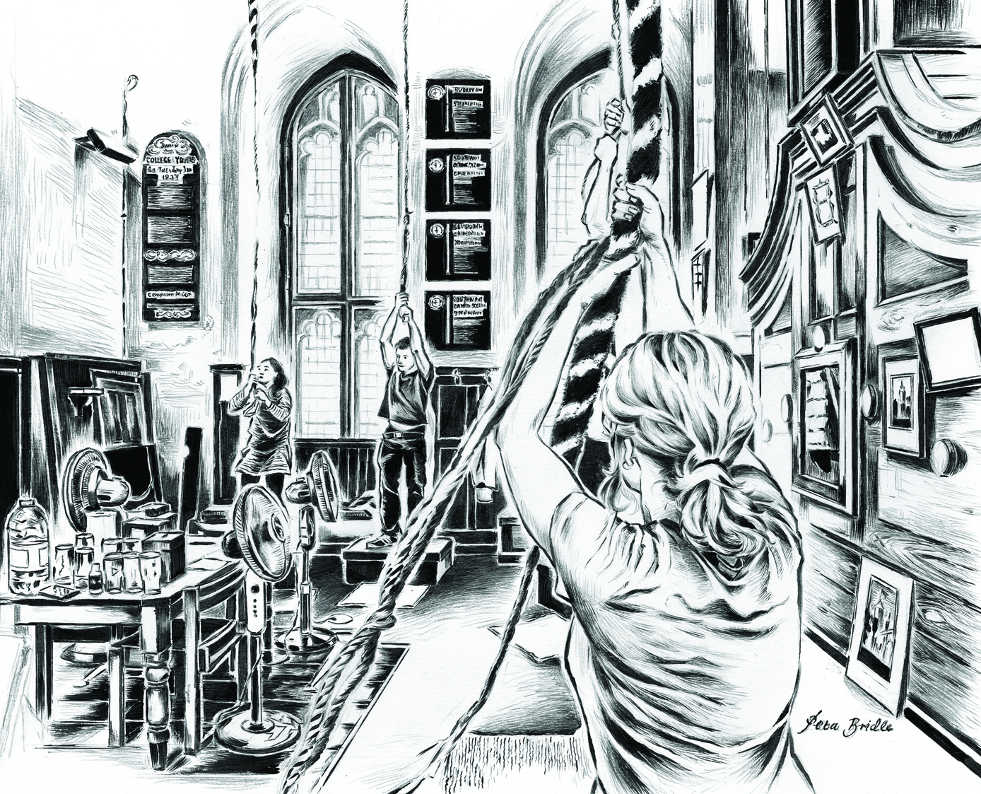 Sketch drawing of bellringers